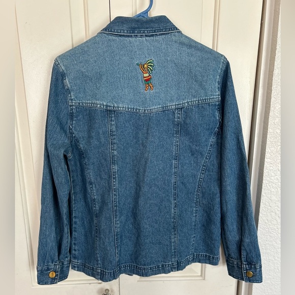 Kokopelli southwest Denim Jacket 100% Cotton Embroidered Size Small - Picture 5 of 9